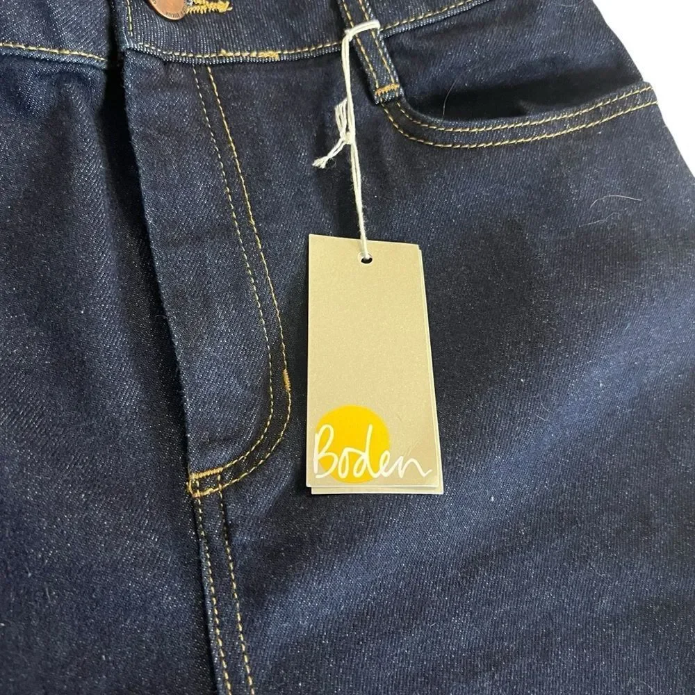 Boden High Rise Flare Jeans Dark Indigo Stretch Denim NWT 8